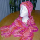 Bernat Stripes Hot Pink and More Hat and Scarf Set
